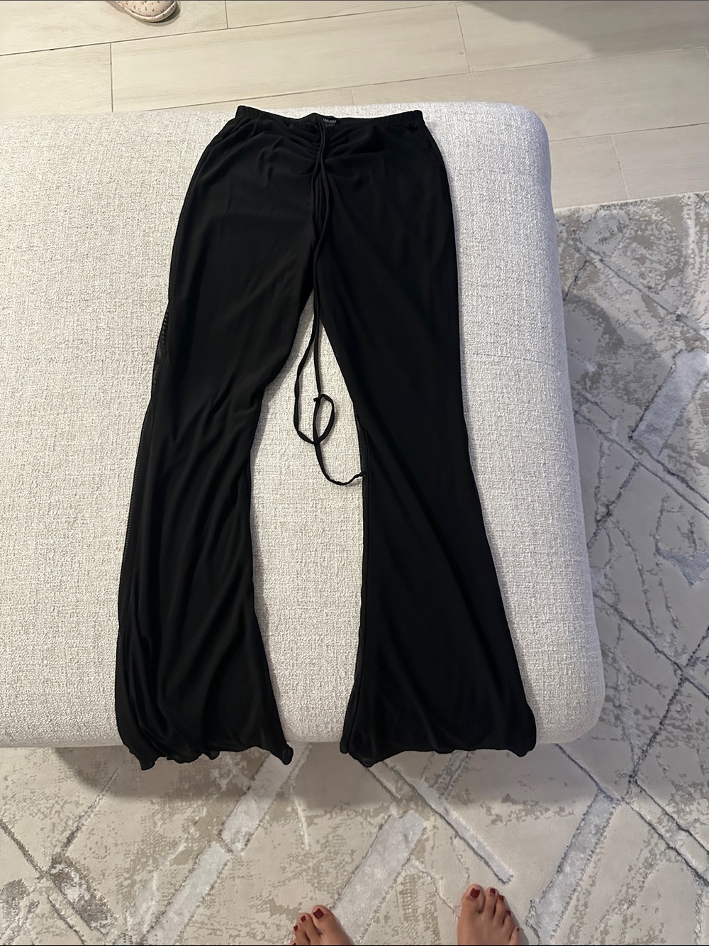Forever 21 Black Wide-Leg Drawstring Pants